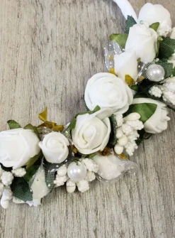 Serre-tête fleurs et perles Blanc