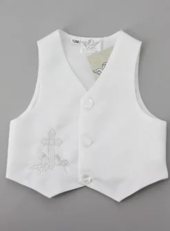 Tenue de baptême garçon chrétien avec croix