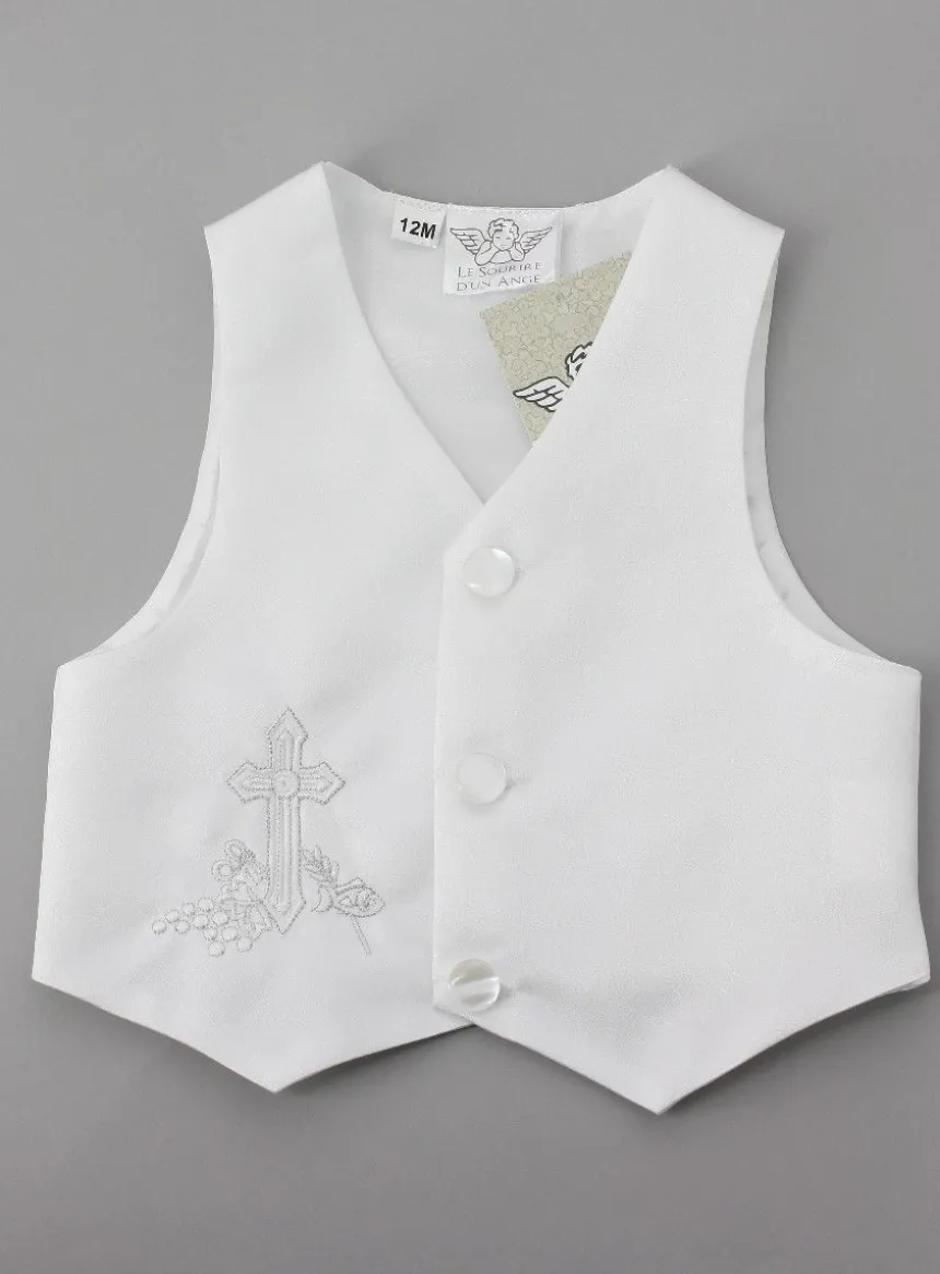 Tenue de baptême garçon chrétien avec croix