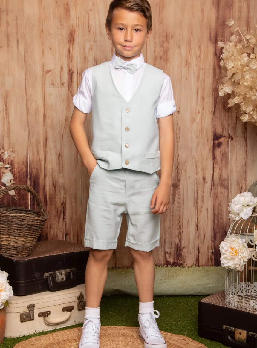 Tenue de cérémonie vert pastel garçon été Collection Songe