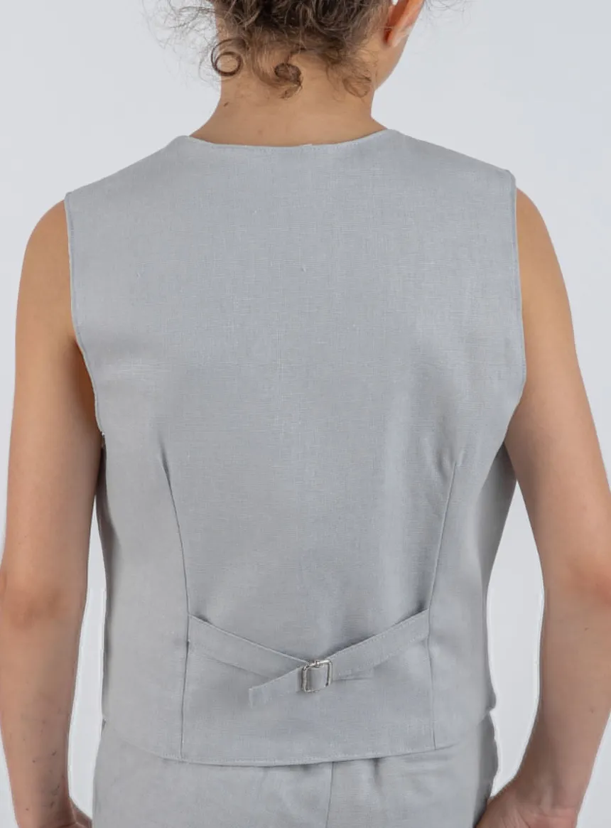 Top bustier fille lin gris