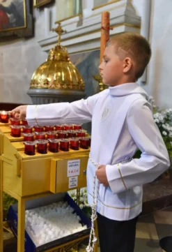 Tunique courte de communion garçon blanche avec cordon