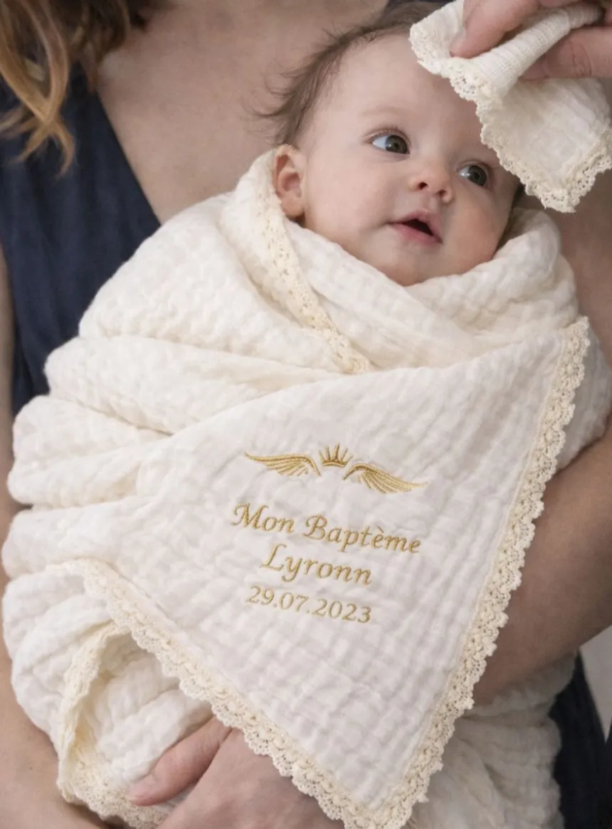 Une couverture bébé en gaze de coton douce et élégante