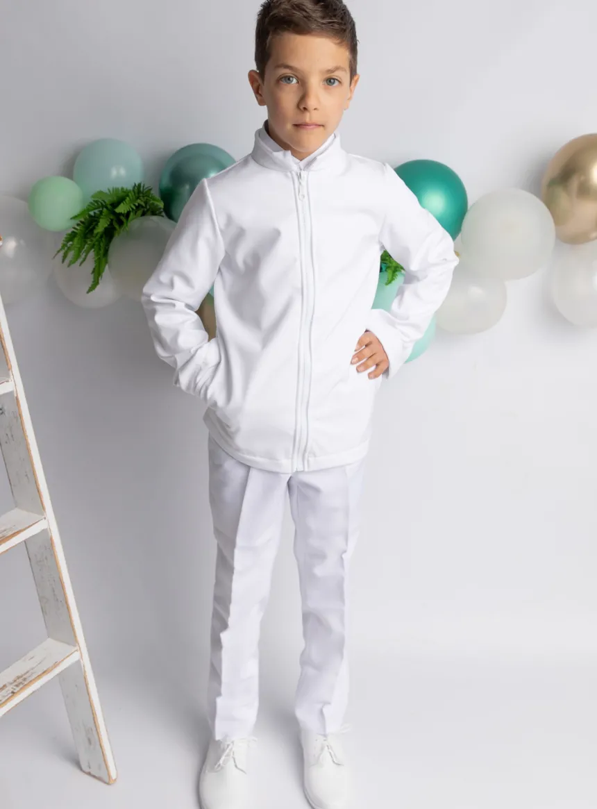 Veste blanche cérémonie garçon manches longues