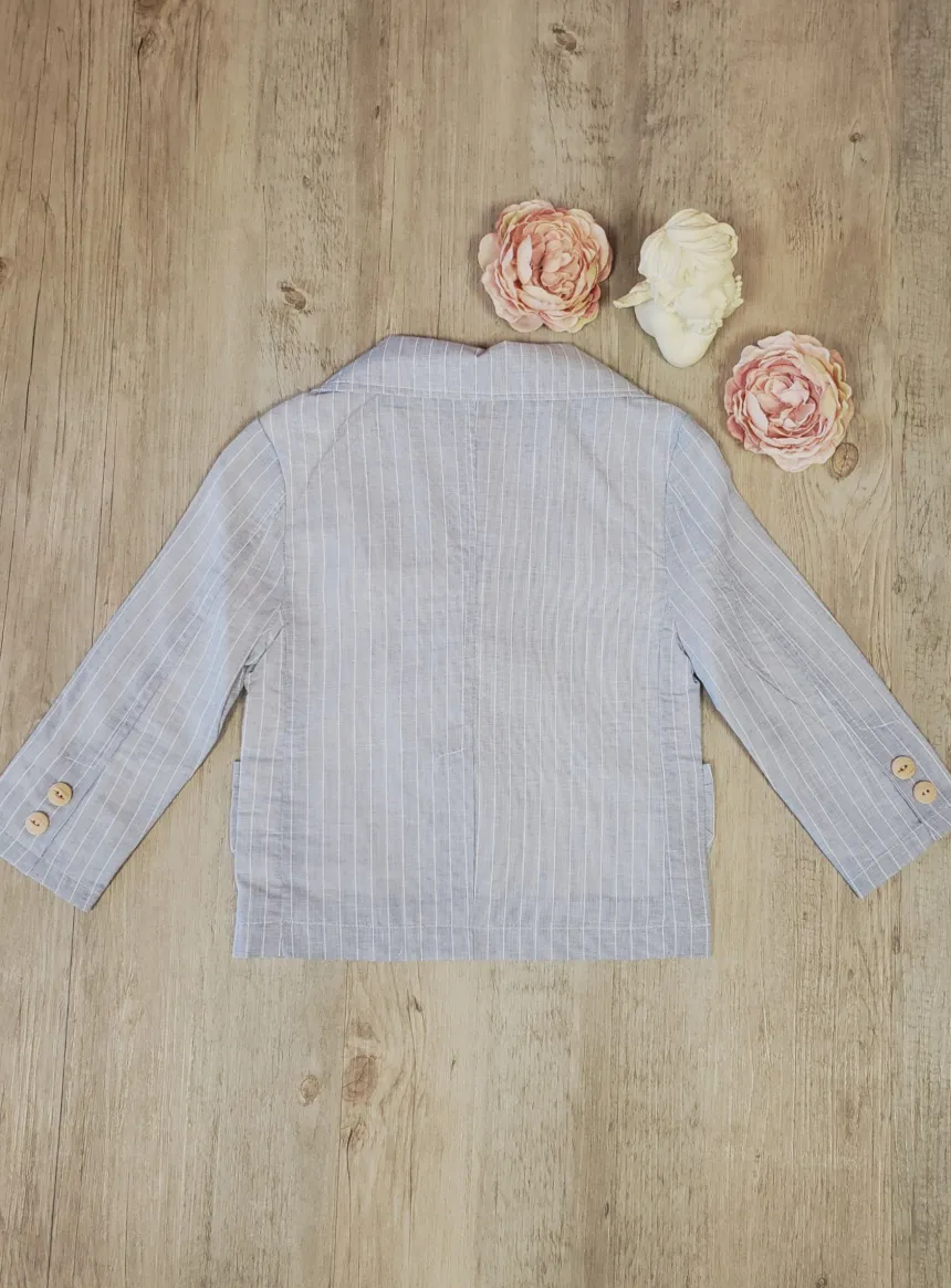 Veste bleu ciel rayé bébé et / ou garçon Milo