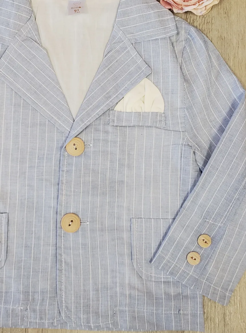 Veste bleu ciel rayé bébé et / ou garçon Milo