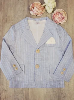 Veste bleu ciel rayé bébé et / ou garçon Milo