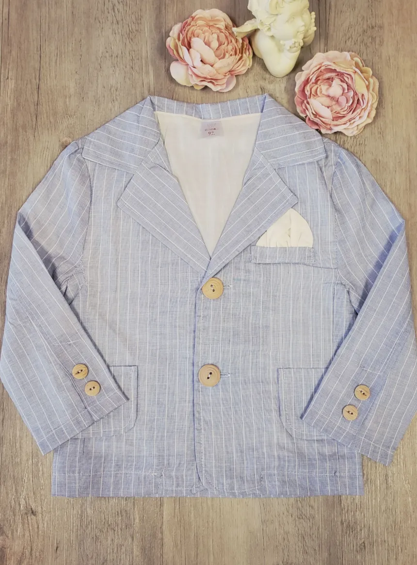 Veste bleu ciel rayé bébé et / ou garçon Milo