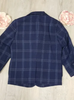 Veste cérémonie bébé petit garçon bleu écossais Mario