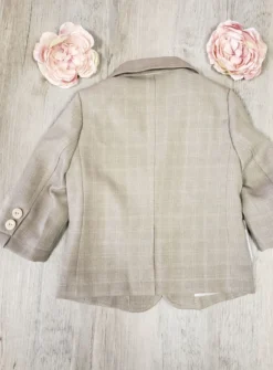 Veste cérémonie bébé petit garçon beige écossais Lisandro