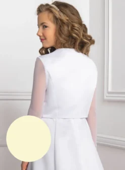Veste fille en satin et manches en mousseline extensible
