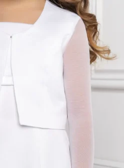 Veste fille en satin et manches en mousseline extensible