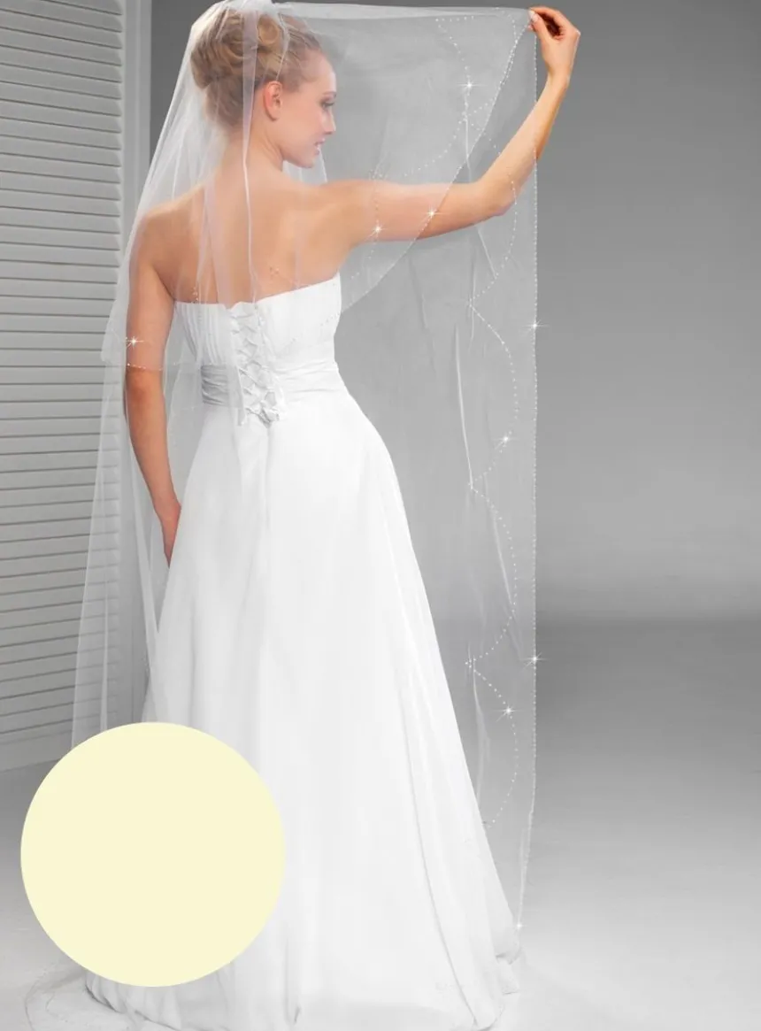 Voile de mariée arrondis perlés