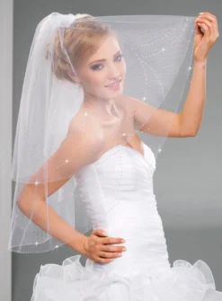 Voile de mariée arrondis perlés