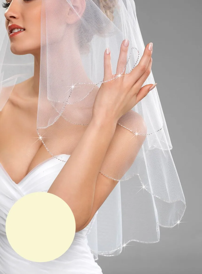 Voile de mariée bord arrondie perles