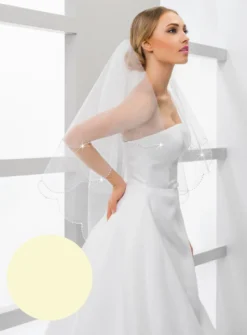 Voile de mariée bord arrondie perles
