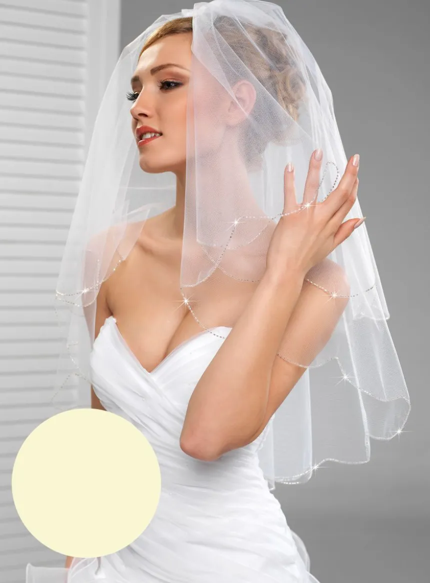 Voile de mariée bord arrondie perles