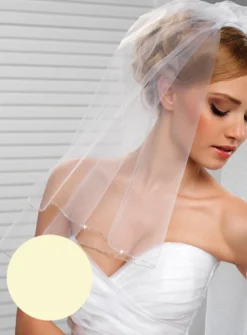 Voile de mariée bord droit perles