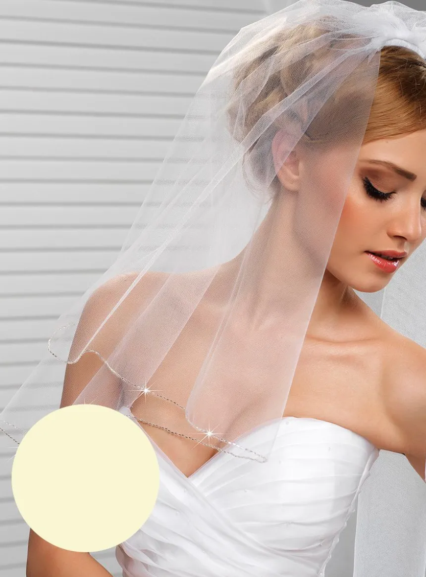 Voile de mariée bord droit perles