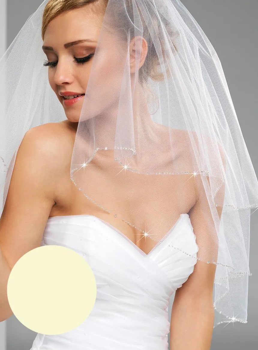 Voile de mariée bord perles discontinu