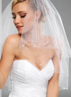 Voile de mariée bord perles discontinu