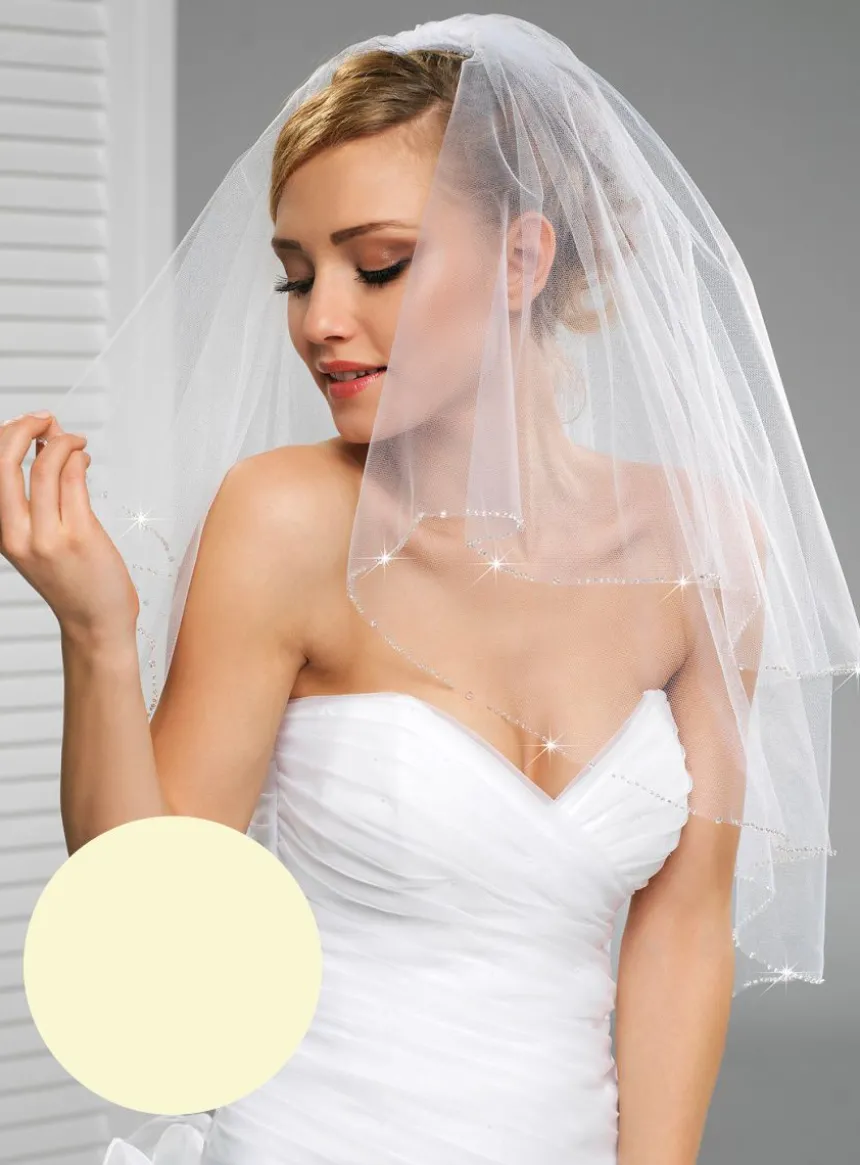 Voile de mariée bord perles discontinu