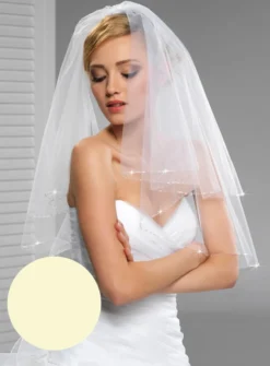 Voile de mariée bord perles espacées