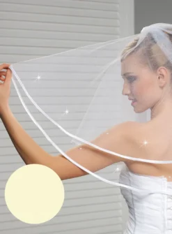 Voile de mariée bord satin et strass