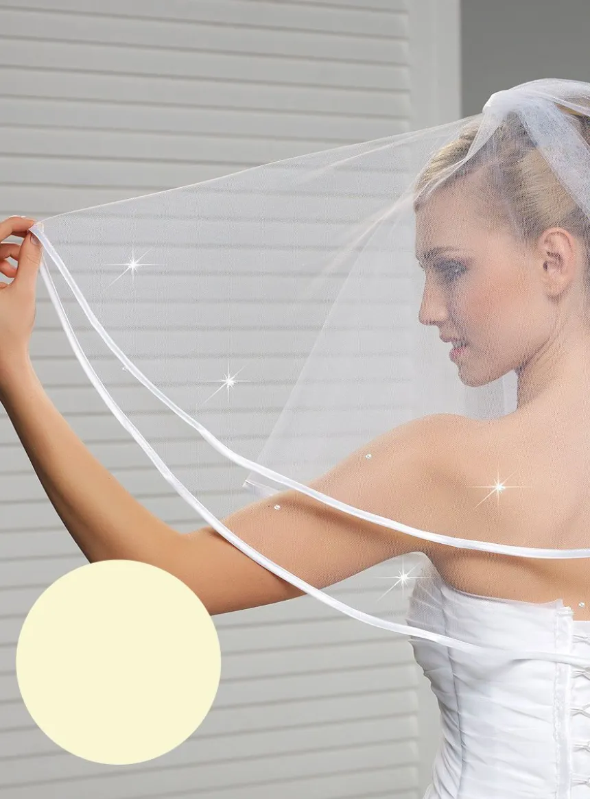 Voile de mariée bord satin et strass