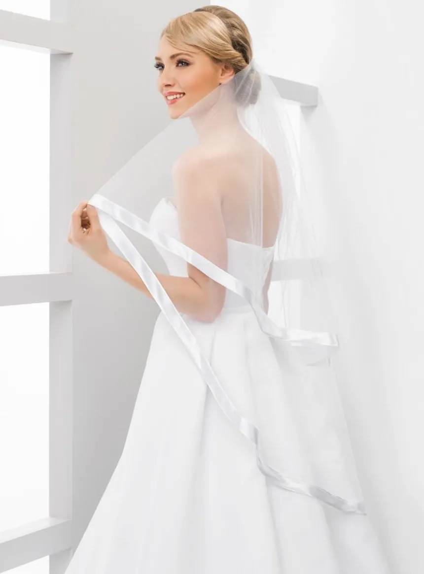 Voile de mariée bord satin large