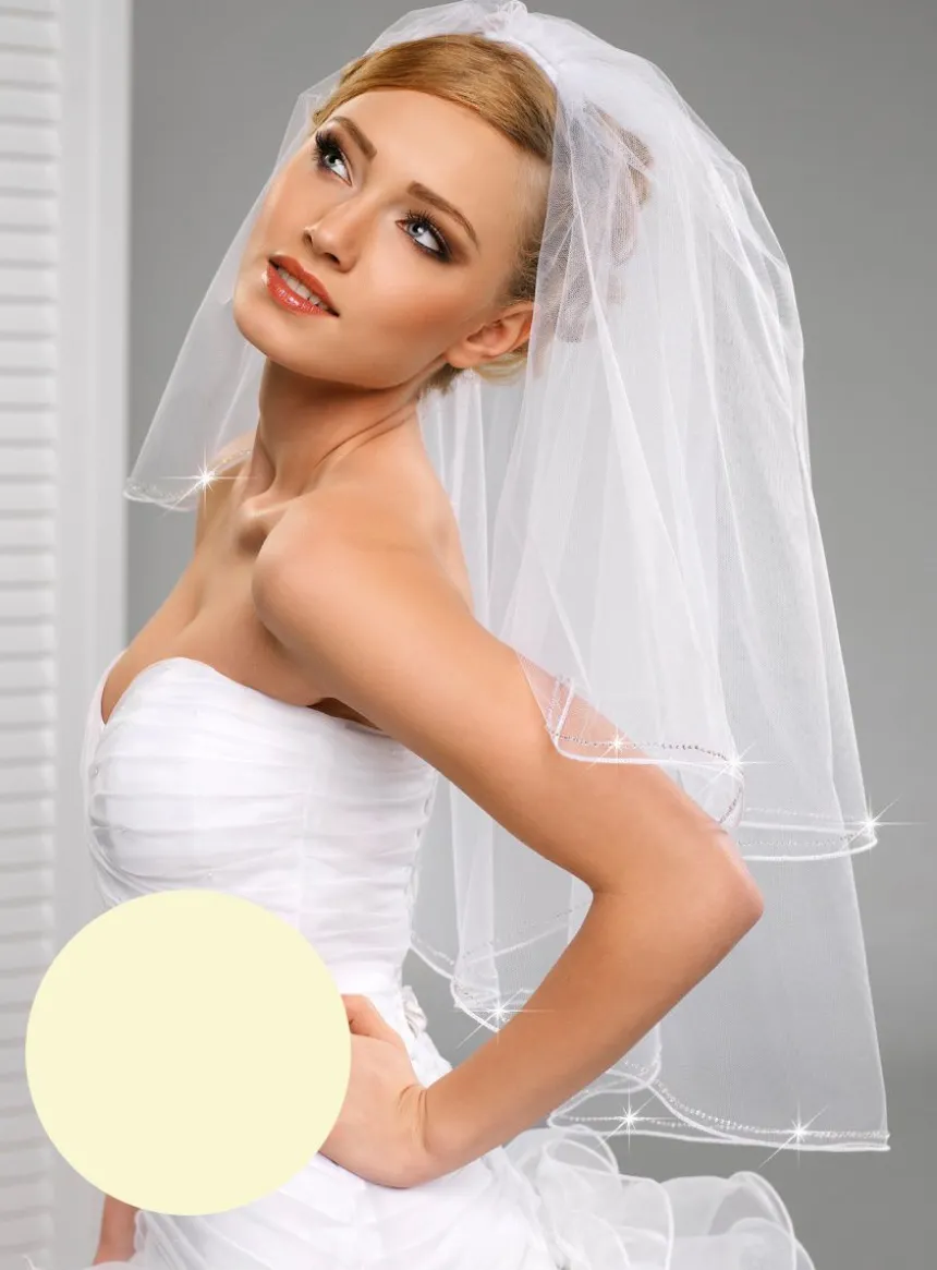 Voile de mariée couture et perles scintillantes cousues