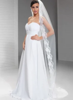 Voile de mariée dentelle large en bordure