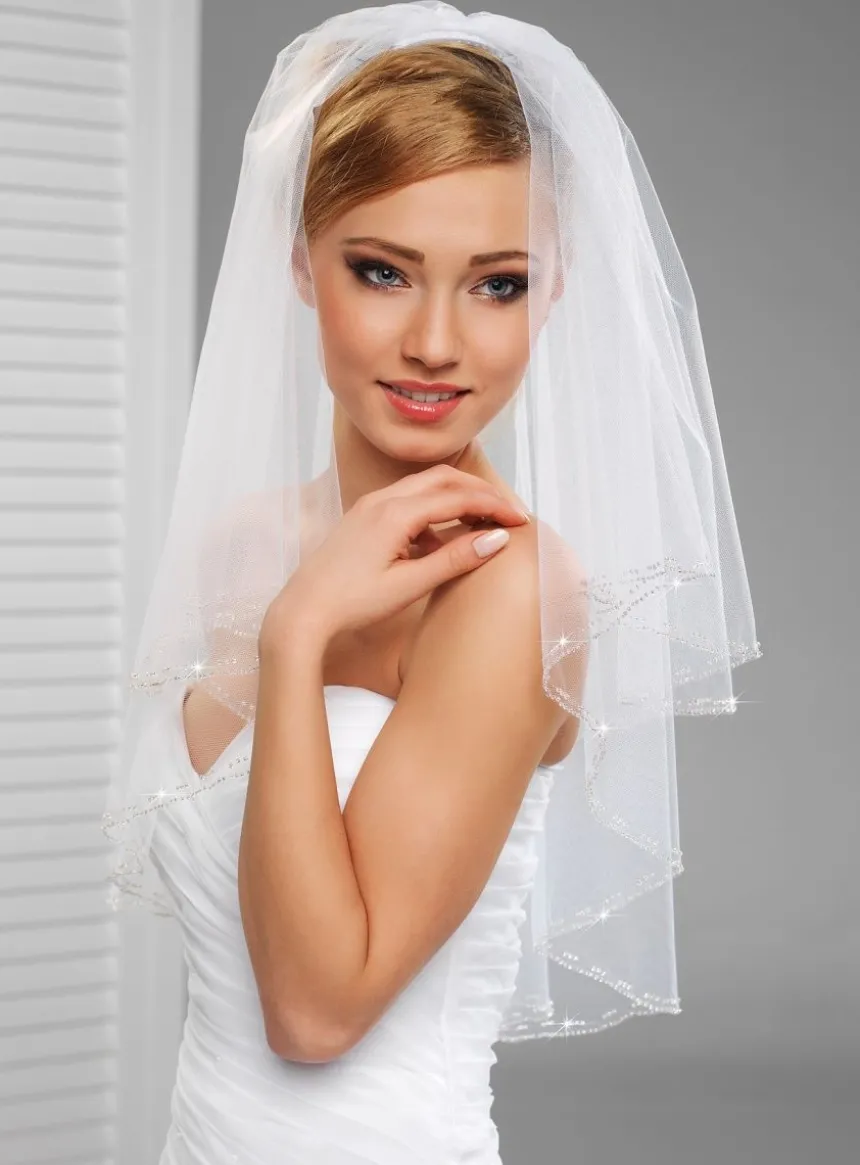 Voile de mariée double rang de perles
