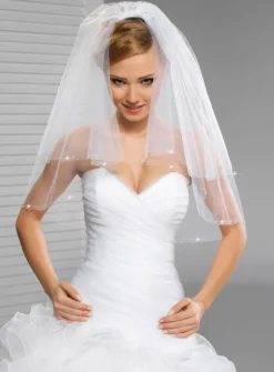 Voile de mariée double rang de perles espacées