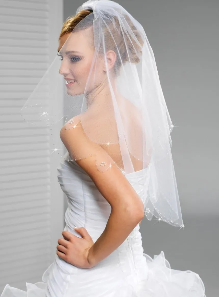 Voile de mariée fleurs de perles