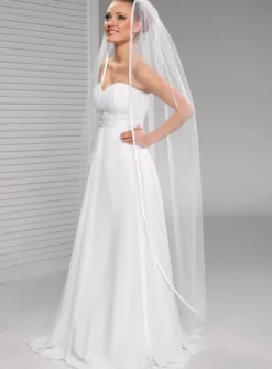 Voile de mariée sans rabat avec bord satin