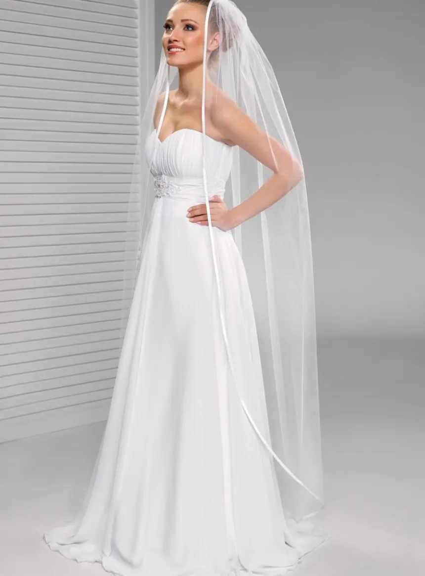Voile de mariée sans rabat avec bord satin