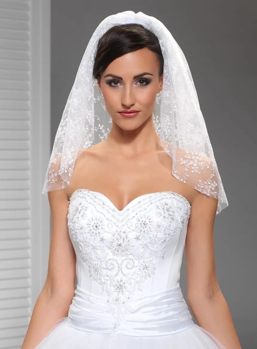 Voile de mariée sans rabat et brodé