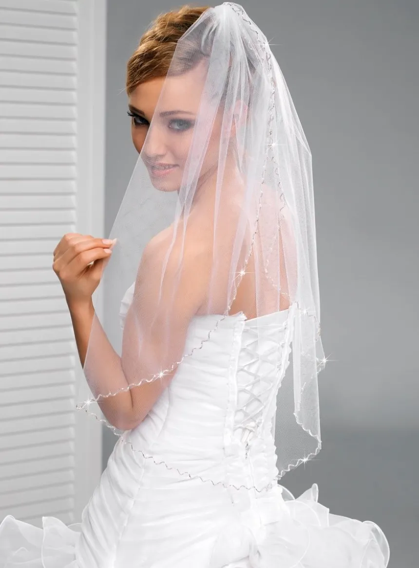 Voile de mariée sans rabat perles ondulées